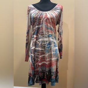 Italian Greek Roman Print Dress M Versace Y2K 90s 00s Vacation Academia